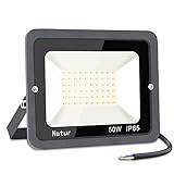 50W LED Strahler Außen, LED Scheinwerfer 5000LM Superhell Außenstrahler, IP65 Wasserdicht LED Fluter 3000K Flutlicht Warmweiß Außenlampe Außenleuchte Wandleuchte für Garage Garten Sportplatz H