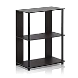 Furinno JAYA Regal mit einfachem Design und 3 Ebenen, holz, Walnuss/Schwarz, 29.46 x 59.94 x 75.69