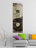 Leinwandbild 3tlg Yin & Yang Symbol Feng Shui Zen Bilder Druck auf Leinwand Vertikal Bild Kunstdruck mehrteilig Holz 9YA4743, Vertikal Größe:Gesamt 30x90