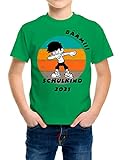 BOO Shirt - T-Shirt BÄÄM!! Kind Motiv, Schulkind 2021, Einschulung, Geschenk, Junge, Mädchen, Schule, Schulanfang, bunt, Kinder, Schuleinführung (Grün, 104)