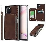 Zouzt [RFID-Blockierung] Münzbörse Hülle für Samsung Galaxy Note 10 Lite Wallet Case mit Kartenhalter, Handschlaufe, Premium-PU-Lederhülle, doppelt magnetisch, langlebig, Telefonrückseite, dunkelb