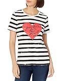 KARL LAGERFELD Paris Damen Stripe Heart Tee T-Shirt, weiß/schwarz, X-Groß