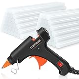 Crenova Heißklebepistole Klebepistole + 60 Heißklebesticks Transparente Klebesticks für DIY Kleine Handwerk und schnelle Reparaturen in Haus & Büro, 20Watt Klebep