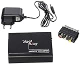 Steelplay - Scart zu HDMI Videokonverter, Scart zu HDMI, Kompatibel mit NTSC / PAL / SECAM für PS3, PS4, Blue Ray, TV & DVD - Schw