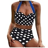 BAXNUYANIOP Damen Bikini Set Bustier Swimsuit Badeanzug Sport Weste Rückenfrei Bandeau Bandeau Top Swimsuit Strandmode Einfarbig