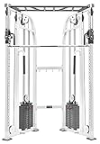 Bad Company Latzug-Turm I Kabelzugstation mit unterschiedlichen Griff-Aufsätzen I Kompakter Cross Over Kabelzug inkl. Klimmzugstange für das Homegym I BCA-25