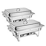 Zelsius Chafing Dish Profi Set Toulouse, 2X Edelstahl Warmhaltebehälter, 15-TLG Speisewärmer, Wärmebehälter, Rechaud, Chafing Dishes, Speisenwärmer, für Catering, Buffet und Party