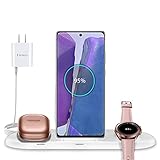 Wustentre Multi-Ladegerät für Samsung, 3 in 1 Wireless Ladestation Dock für Samsung Galaxy Watch 3/1/Active2/1/Gear S3/Sport, Galaxy Buds+/Pro/Live, Galaxy Z Fold 3/Flip 3 5G S21/S20/S10/S9