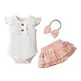 HuiSiFang 3tlg Mädchen Baby ärmelloser Body kurzer Rock Hose Strinband Mode niedlich Zweiteiliger Anzug Outfits Frühling kinderkleidung S