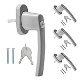 kwmobile Fenstergriff Aluminium abschließbar 4X - Kindersicherung Fenstersicherung mit Schloss in Stiftlänge 35mm - Fensterschloss Silb