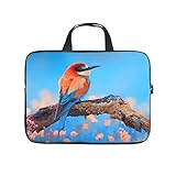 Facbalaign Laptop Tasche Bunter Papagei und Blumen Notebooktasche Muster Weich Verschleißfest mit Griff White 15 Z