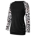 XIANO Damen Langarmshirt Rundhals Knoten Shirt Bluse Tunika Lässige Leopardenmuster Hemd Sweatshirt Longshirt Sommer Locker Shirt Damen Kurzarm Bluse Damen Sommer Einfarbig Oberteile B