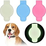 GABraden Schutzhülle für Airtag-Tracker-Halter, kompatibel mit Airtag-Hundehalsband, verstellbar, GPS-Ortung, Zubehör für Hunde und Katzen, Anti-Verlust-Locator, 3 Stück (Lumingrün + Rosa + Blau, 3)