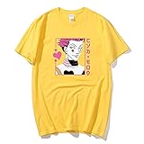 Men Hunter x Hunter Anime 3D Druck T-Shirt Killua Zoldyck Gon Freecss Hisoka MäDchen Jungen Mode Einfarbig Einfachheit Sweatshirts Kurzarm Tops-Gelb_2XL