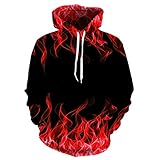 QTJY Flammen-Phoenix-Muster Hoodie, Herbst und Winter 3D-Gedruckter Kapuzenpullover, modische lässige Sportbekleidung mit Langen Ärmeln B 5XL