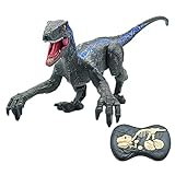 Dinosaurier-Spielzeug mit Fernbedienung - Elektrisches Dinosaurier-Spielzeug - Realistisches Velociraptor-Spielzeug Tierroboter mit LED-Licht, Brüllendes Geräusch Eingebauter Lithium-Akku USB W