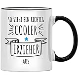 So sieht ein richtig cooler Erzieher aus Tasse Abschiedsgeschenk Erzieherin Geschenk Abschied, Geschenke für Erzieherinnen, Kindergarten Tag