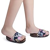 Flip Flops Damen Hausschuhe Massage Hausschuhe Japanische Hölzerne Clogs Geta Traditionelle Schuhe Sandalen High-Heeled Pantoffeln Damen mit Muster, (Color : Blue, Size : 19cm)