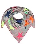 Zwillingsherz Dreieckstuch aus Baumwolle - Hochwertiger Schal mit Neon Sternen für Damen Jungen Mädchen - Uni - XXL Hals-Tuch und Damenschal - Strick-Waren - für Herbst Frühjahr Sommer hg
