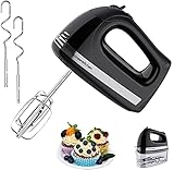 Bonsenkitchen Handmixer Elektrischer, 5 Geschwindigkeiten 300W Handrührer, Auswurftasten design, mit 2 Edelstahl-Schläger & 2 Knethaken und Eine Aufbewahrungskoffer, für Soßen, Sahn, Eiweiß