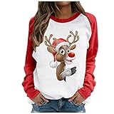 Weihnachtspullover Damen Weihnachtspulli Weihnachtspullover 3D Pullover Weihnachten Drucken Sweatshirt Herbst Winter Langarm Pullis Frauen Langarmshirt Lässige Oberteile Tops Christmas Sw