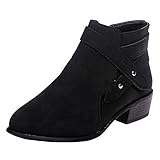 LULUZ Stiefeletten Damen Ankle Boots Retro-Römischen Schlupfstiefel Reißverschluss Freizeitschuhe Damenschuhe Elegant S