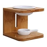 Kamenda Aromalampe Teelichthalter aus Keramik, Duftlampe Bambus Aroma Kerzen Halter Holz Haushalt Kerzen Lampen Halter Aromatherapie Brenner Heim Dek