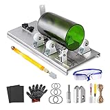 Glasschneider Flaschenschneider DIY Maschine zum Schneiden von Runden-, Quadrat-, Ovalflaschen und Mason-Gläsern, Zubehör Werkzeug Kit Handschuhe Gummi-Ring Hanfseil Schleifpapier für DIY