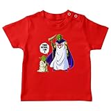 Okiwoki Baby-T-Shirt, Schwarz, Parodie Dragon Ball Z – Star Wars – Yoda und der Alleskönner – Englische Übersetzung (hochwertiges T-Shirt – bedruckt in Frankreich), rot, 86