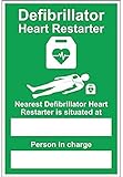 Safety First Aid Group Nearest AED / Defibrillator Heart Restarter, starr, 20 x 30