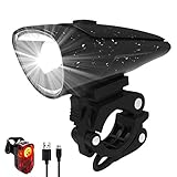 Antimi Akku Fahrradlicht Led Set Fahrradbeleuchtung USB Aufladbar Zugelassen USB Fahrradlampe Fahrradlichter mit 2 Licht-M