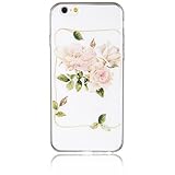 JewelryWe Elegante Pink Kamelien TPU Silikon Handy Case Schutzhülle Tasche Hülle Rückenschutzhülle Etui für Apple iPhone 6(4,7'), Weiss Transp