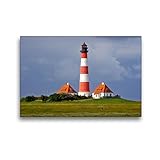 CALVENDO Premium Textil-Leinwand 45 x 30 cm Quer-Format Westerhever Leuchtturm, Leinwanddruck von Angela Dölling, AD Design Photo +