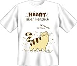 T-Shirt Katze Haart, Aber herzlich Fun Shirt Geburtstag Geschenk geil Bedruckt mit Zweibeiner Urk