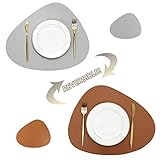 Ovale Platzsets, aus Leder, leicht zu reinigen, rutschfest, hitzebeständig, waschbar, PU-Tischsets, Platzsets und Untersetzer, 2er-Set (16,7 x 33,1 cm), B