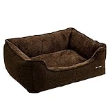 FEANDREA Hundebett, Bezug abnehmbar, Hundesofa, 70 x 55 x 21 cm, braun PGW10CC