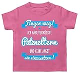 Statement Sprüche Baby - Finger Weg! - Ich Habe verrückte Pateneltern - blau - 3/6 Monate - Pink - T-Shirt - BZ02 - Baby T-S