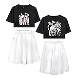 AHDSJDG Given Zweiteiliger Anzug Kurzarm Sieben Punkte T-Shirts + Rock Freizeit Mode Outfits für Kurzarm Atmungsaktiv Rock Sommer Pyjama Sportbekleidung Frauenkleidung Comics Cosplay