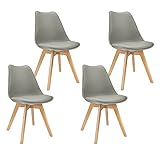VADIM 4er Set Esszimmerstühle, Küchenstühle mit Buchenholz-Beinen und Weich Gepolsterte Chair, Skandinavischer Stuhl für Esszimmer Wohnzimmer Schlafzimmer Kü