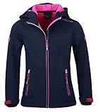 Trollkids Mädchen Softshell Jacke Trollfjord, Marineblau / Magenta, Größe 164