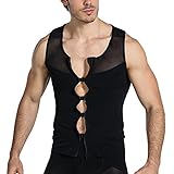 WUJNANG Herren Sexy Bodywear Body Suit Unterwäsche Shapewear Kompressionswesten,Black-M