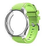 LRJBFC Silikongehäuse + Band für Samsung Galaxy Watch 46mm / 42mm Strap Getriebe S3 Frontier Band Uhrband + Schutzfall (Band Color : Green 6, Band Width : Gear Sport S2)