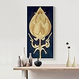 Leinwand Kunst Buddha Goldene Abstrakte Malerei Meditation Poster Druck Nordic Wandbild Wohnzimmer Dekoration Wandmalerei 40x70cm R