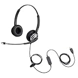 USB Headset mit Mikrofon Geräuschunterdrückung und Lautstärkeregler, Computer Kopfhörer Headset mit Spracherkennung Mikrofon für PC Softphones Business Skype Lync Konferenz O