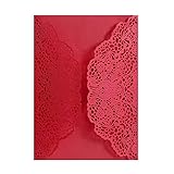 Geburtstagskarte 2. 5PCS. Hochzeitseinladung Grußkarte Laser Schnitt mit schönen Blumen Design Für Geburtstagsgeschäft Danksagung Party Supplies Überraschung Geschenk Geschenkkarte ( Color : Red )