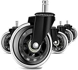 5er Set Bürostuhl Rollen im,Hartboden-Rollen,Rollerblade Style Gummi Ersatz Räder,Leicht Gleitende Bürostuhlrollen,für die meisten Drehstuhlrahmen Schwarz (10x 22mm)