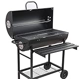 EU-AIRBIN Holzkohlegrill XXL Grills & Smoker Grillwagen Holzkohlegrill mit Deckel, Black Edelstahl Grill Holzk