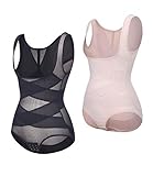 MISS MOLY Body Shaper Damen Shapewear mit 3x3 Haken stark Bauch Weg Taillenformer atmungsaktive Figurformender Bodys Nahtlose Shaper stark formend Brustfrei Bodysuit Formbody Miederbody