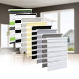 Doppelrollo Klemmfix ohne Bohren, Duo Rollo,50cm x 150cm (Stoffbreite 46 cm) weiß Transparentes und undurchsichtiges Sichtschutz Rollo mit Klemmträgern für Fenster und Tü
