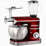 Küchenmaschine Knetmaschine Royaltronic 8,5 Liter 2200 W max. Rot Multifunktional Rührmaschine Teigkneter Fleischwolf B